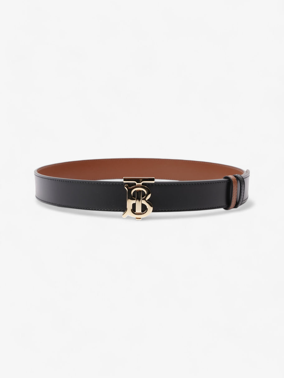 Burberry TB Reversible Belt Black / Tan / Gold Leather Small - 106cm Image 1