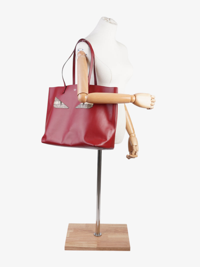  Fendi Monster Eye Tote Red / Snake Leather