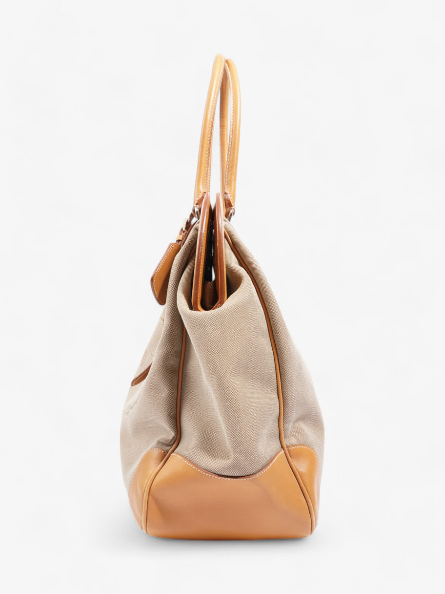 Prada Logo Tote Beige Canvas Image 3