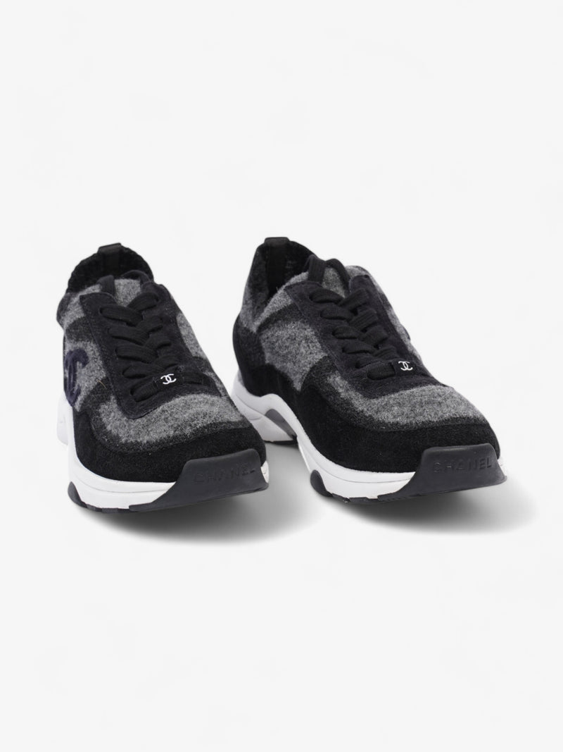  Chanel CC Logo Sneakers Grey / Black Wool EU 37 UK 4