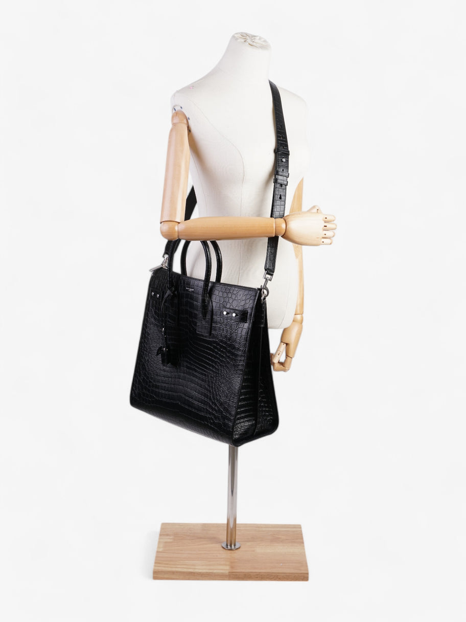 Saint Laurent Sac De Jour Black Embossed Leather North/South Image 2