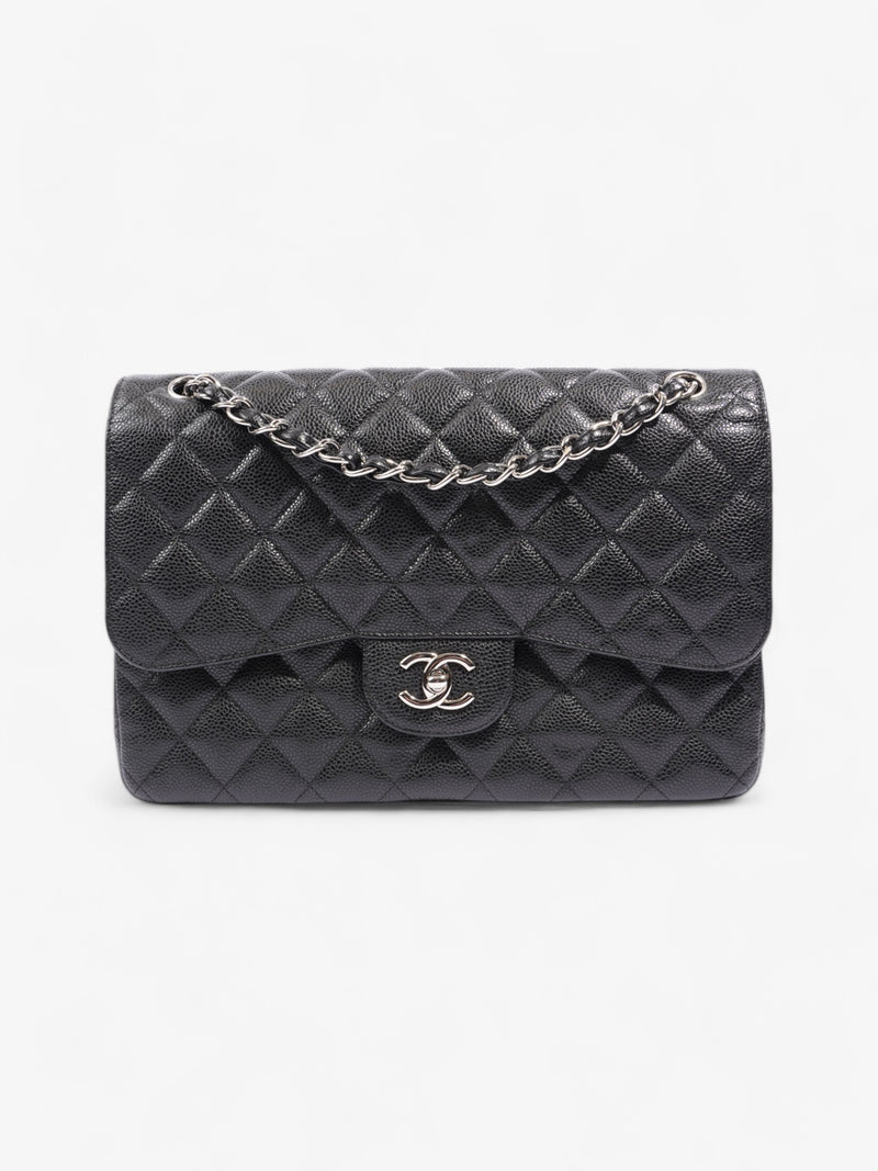  Chanel Classic Double Flap Black Caviar Leather Jumbo