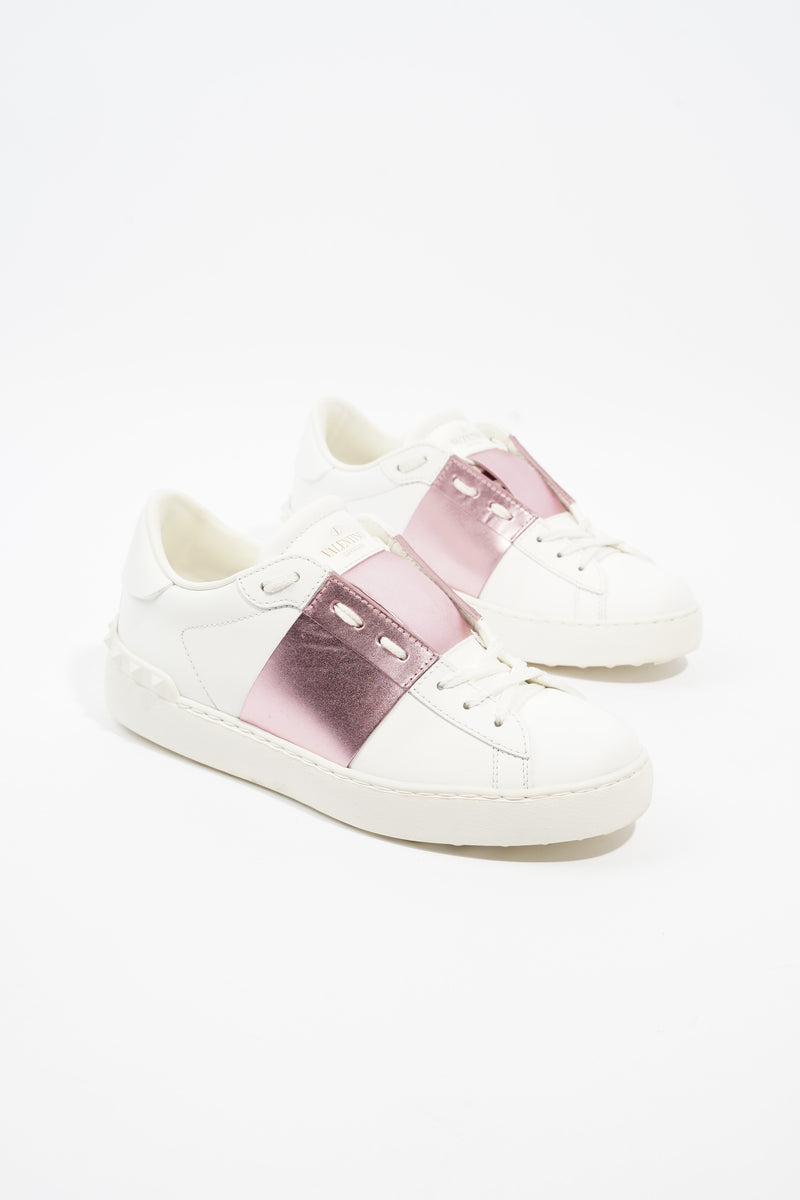  Open Sneakers White / Pink Leather EU 37.5 UK 4.5