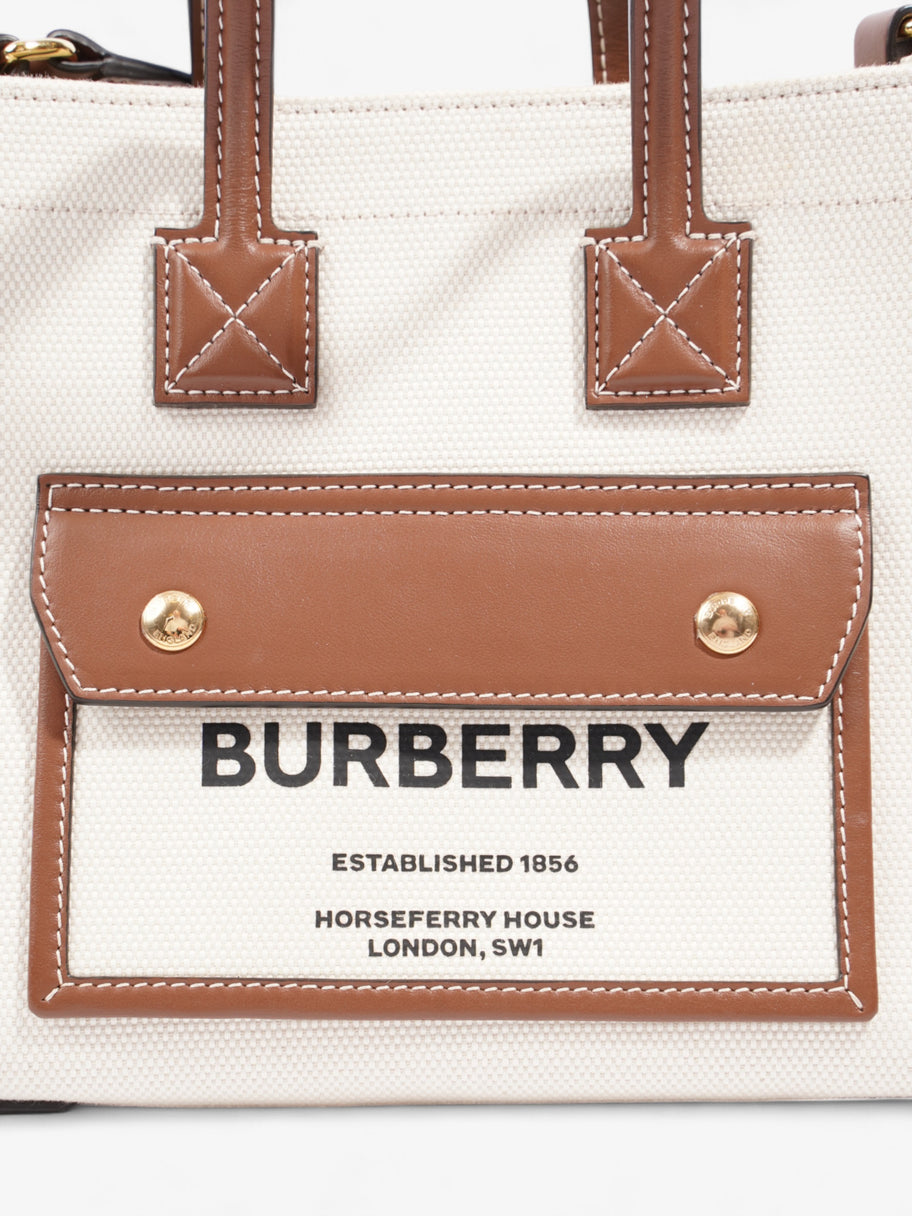 Burberry Freya Horseferry Tote Natural / Tan Cotton Mini Image 7