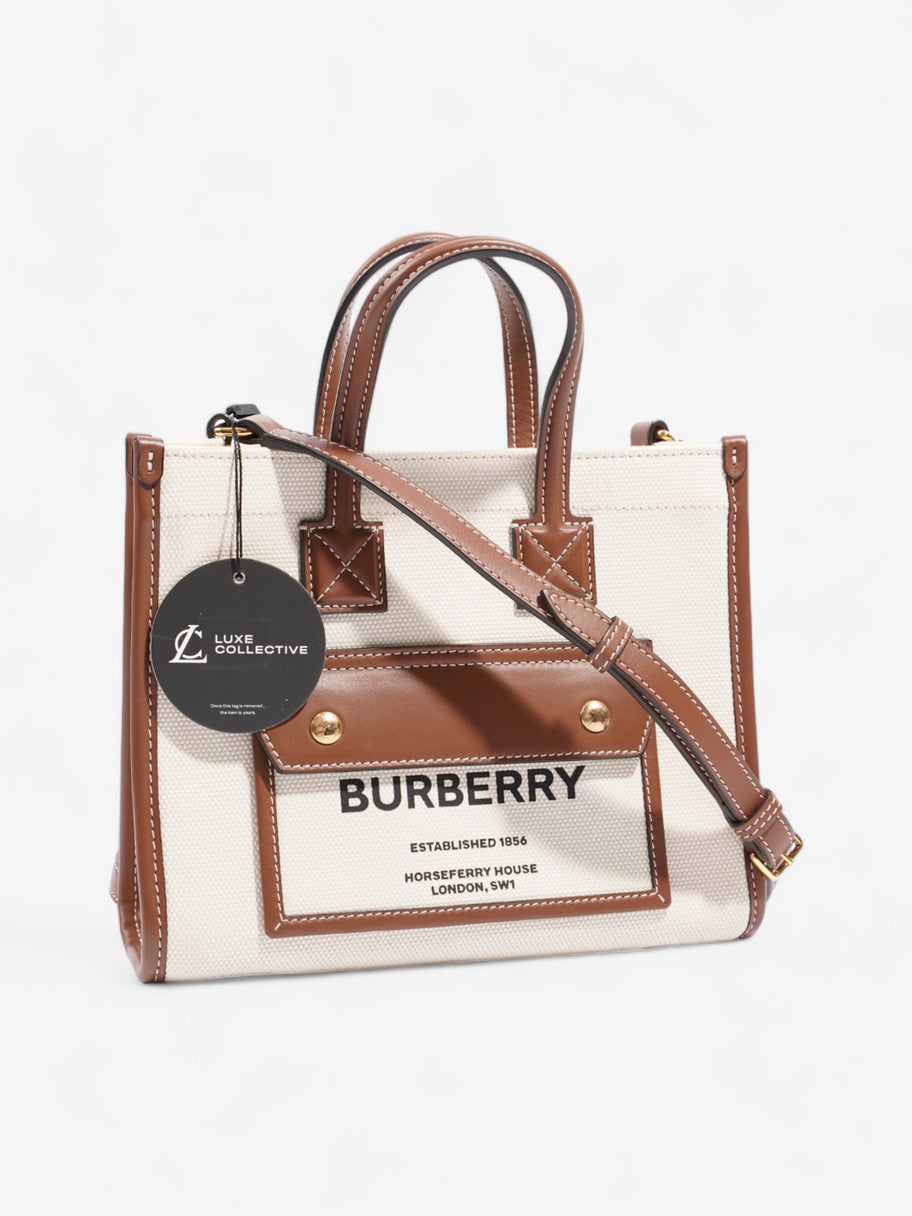 Burberry Freya Horseferry Tote Natural / Tan Cotton Mini Image 10