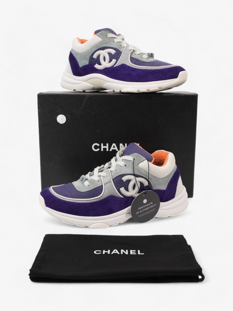 Chanel CC Logo Sneakers Blue / White / Orange Suede EU 39.5 UK 6.5 Image 10