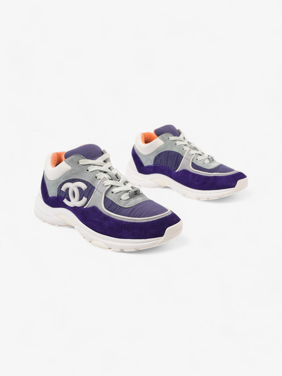 Chanel CC Logo Sneakers Blue / White / Orange Suede EU 39.5 UK 6.5 Image 2