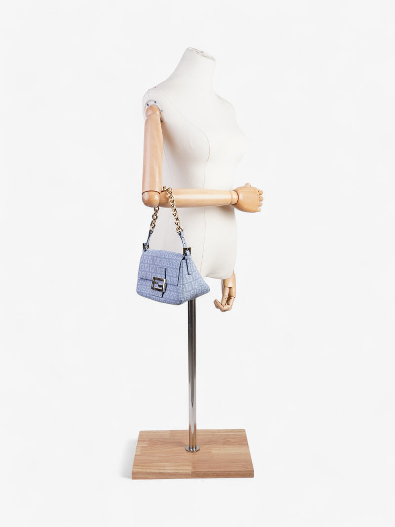  Fendi Mama Baguette Blue Canvas Mini