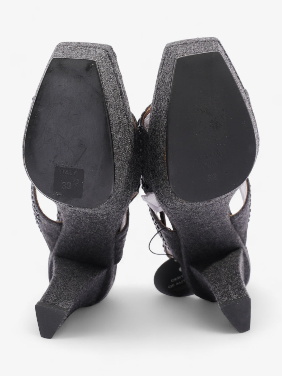 Embellished Slingback Heels 130mm Grey Felt EU 39 UK 6 Image 7