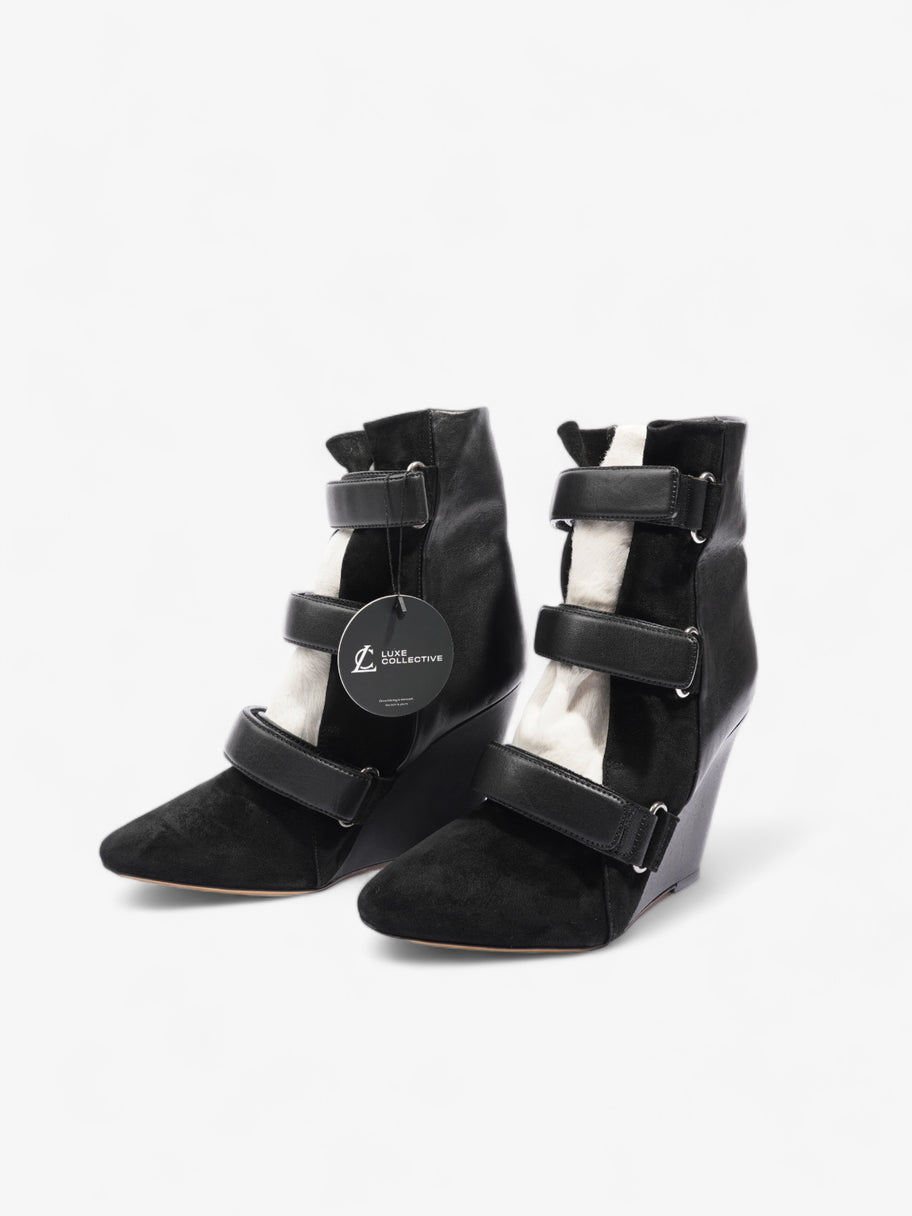 Isabel Marant Velcro Strap Pony Hair Wedges 115mm Black / White Calfskin Leather EU 40 UK 7 Image 11