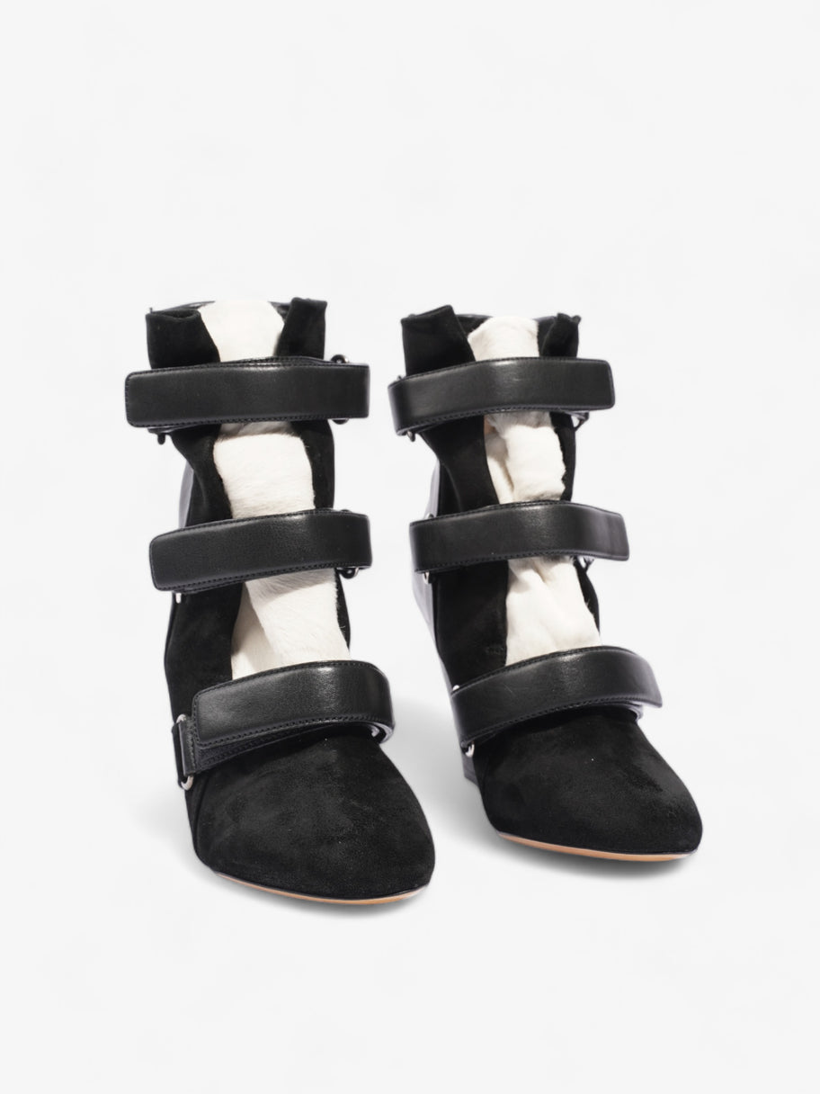 Isabel Marant Velcro Strap Pony Hair Wedges 115mm Black / White Calfskin Leather EU 40 UK 7 Image 2