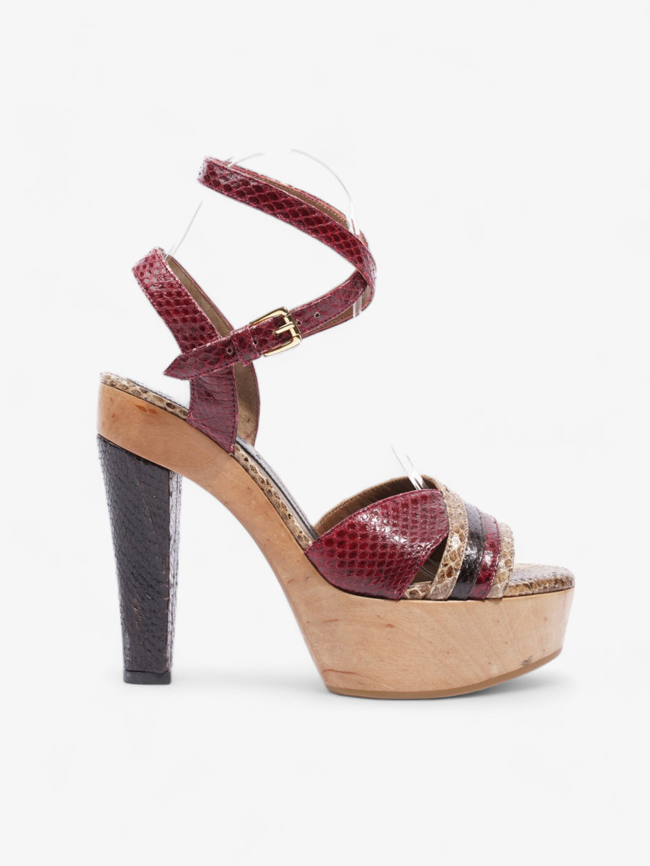 Embossed Python Platform Heel 95mm Brown / Red Leather EU 37 UK 4 Image 1