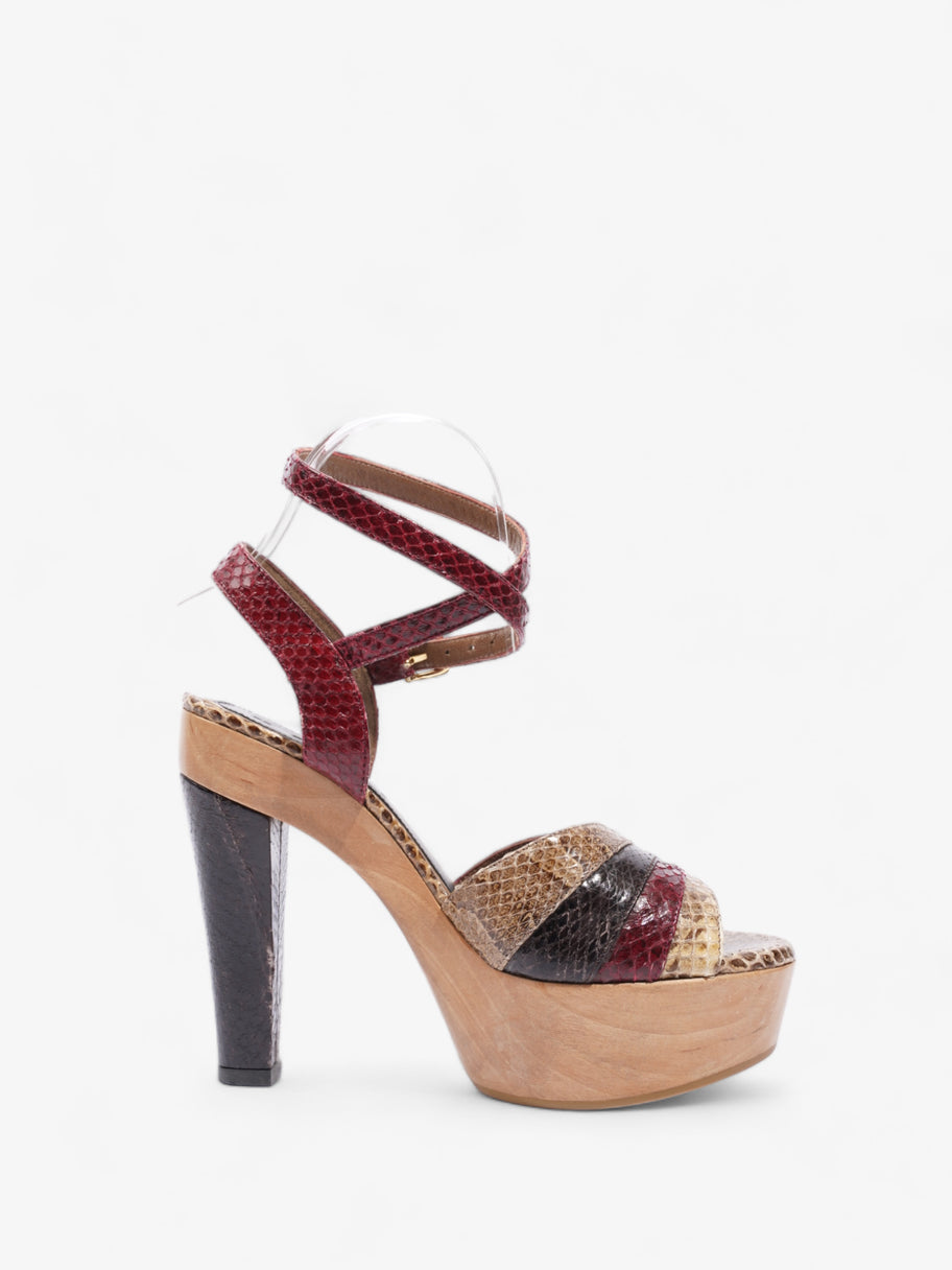 Embossed Python Platform Heel 95mm Brown / Red Leather EU 37 UK 4 Image 4