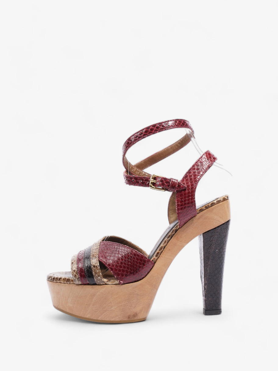 Embossed Python Platform Heel 95mm Brown / Red Leather EU 37 UK 4 Image 5