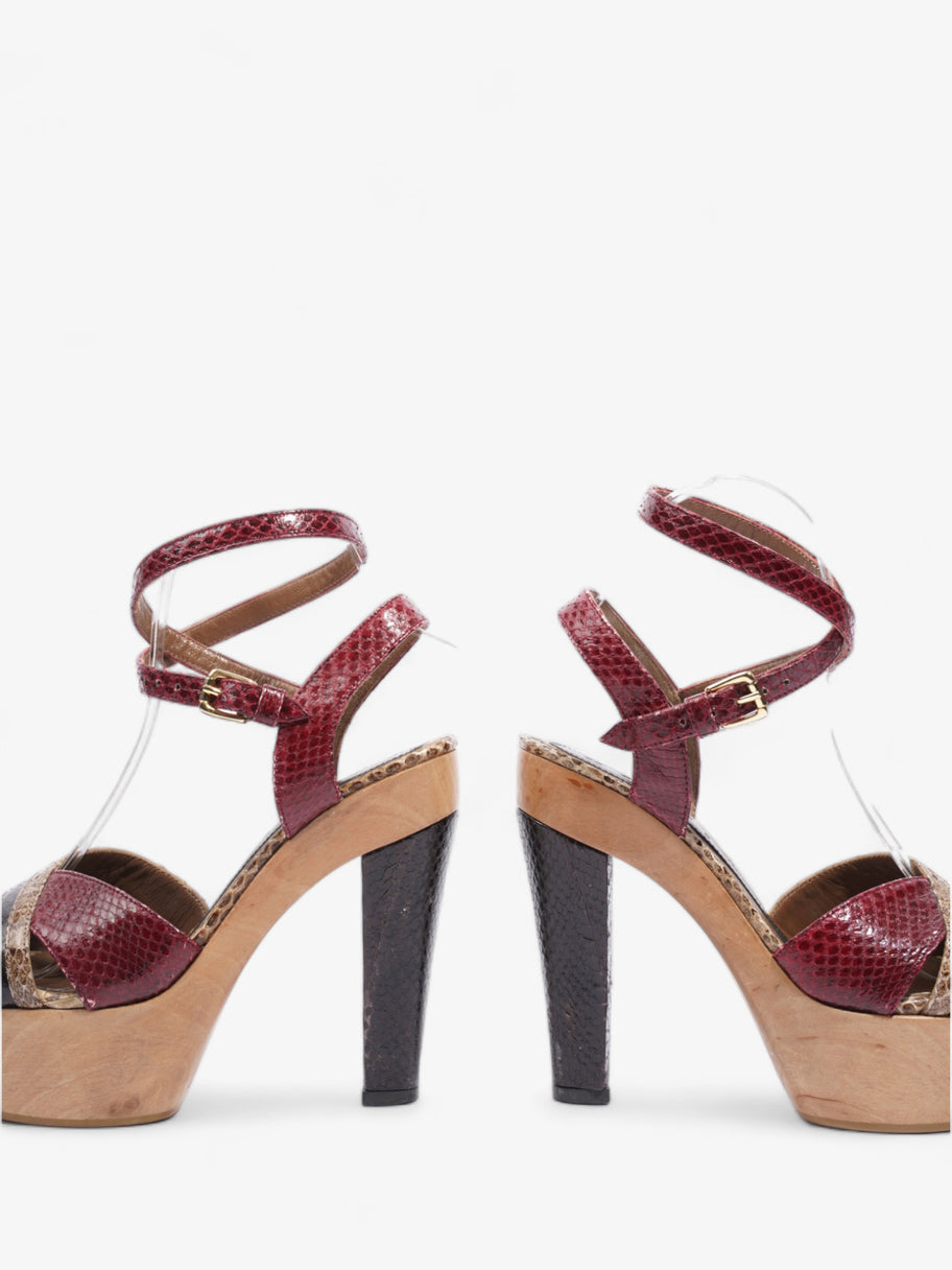 Embossed Python Platform Heel 95mm Brown / Red Leather EU 37 UK 4 Image 8