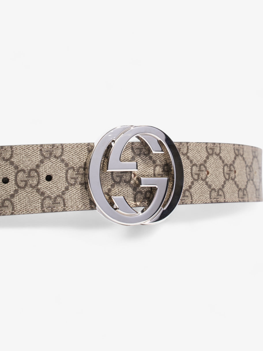 Gucci Interlocking G Belt GG Supreme / Silver Canvas 100cm / 40