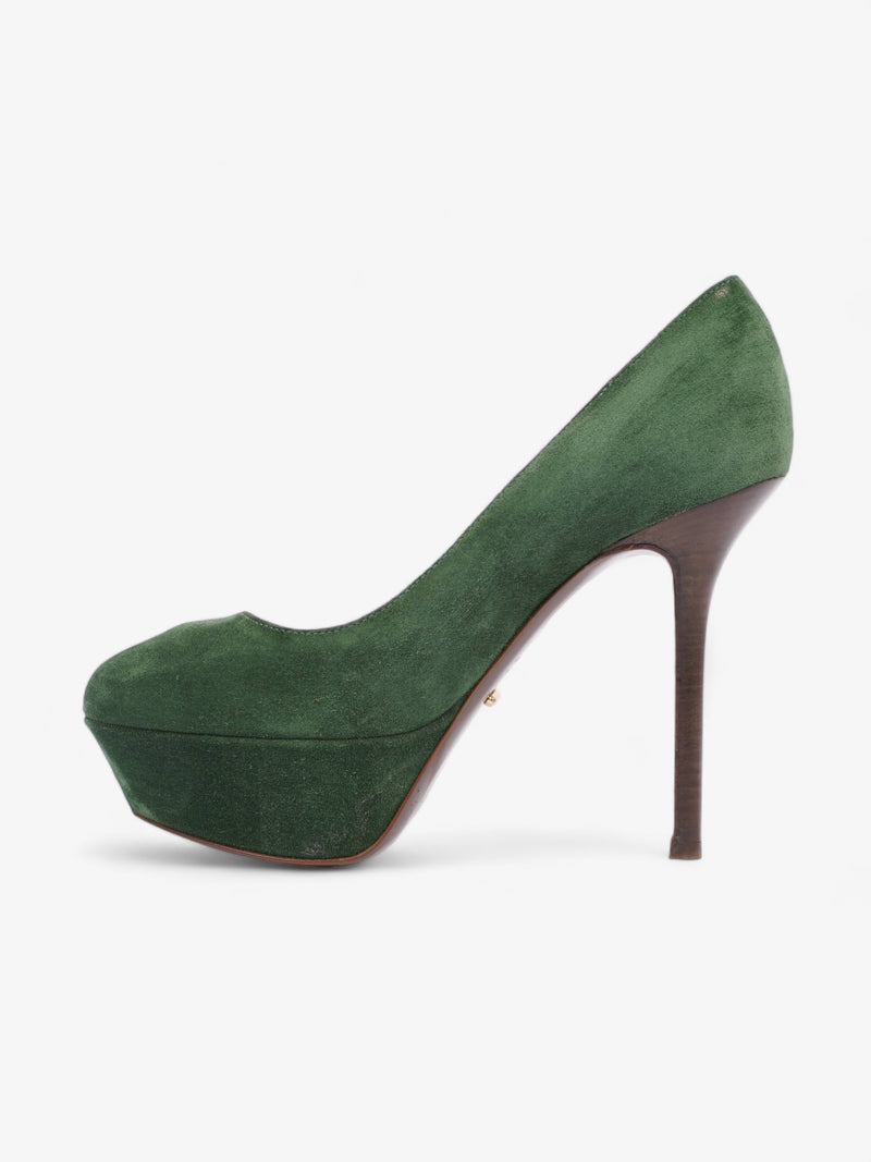  Peep Tote Pump 110 Green Suede EU 35 UK 2