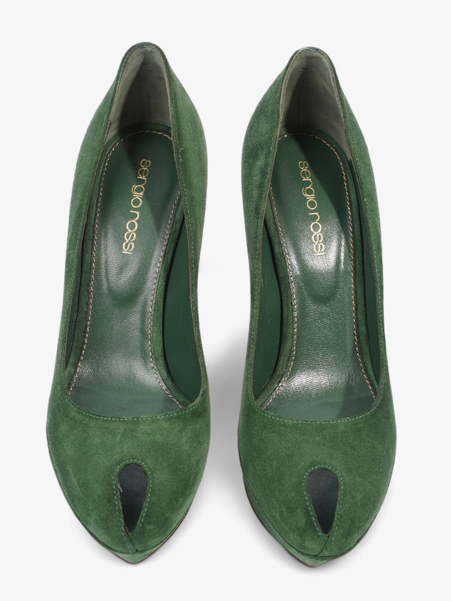 Peep Tote Pump 110 Green Suede EU 35 UK 2 Image 8