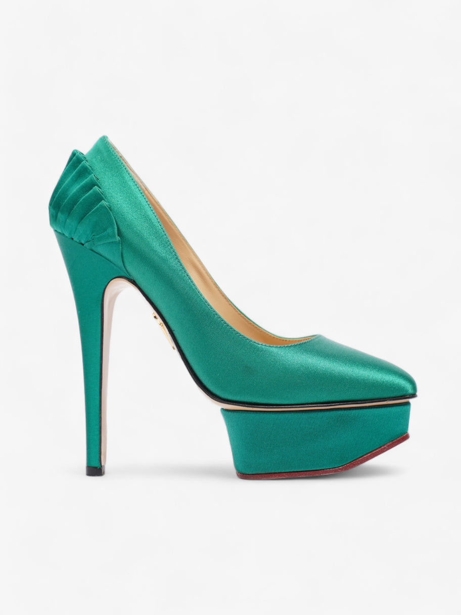 Charlotte Olympia Platform Sandal 130 Green Satin EU 35 UK 2 Image 1