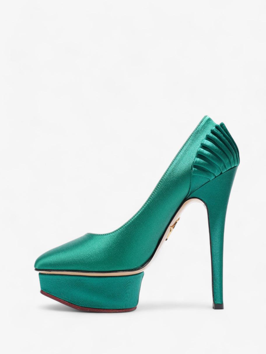 Charlotte Olympia Platform Sandal 130 Green Satin EU 35 UK 2 Image 3