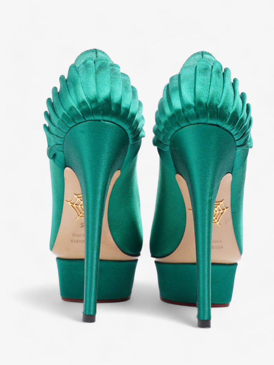 Charlotte Olympia Platform Sandal 130 Green Satin EU 35 UK 2 Image 6