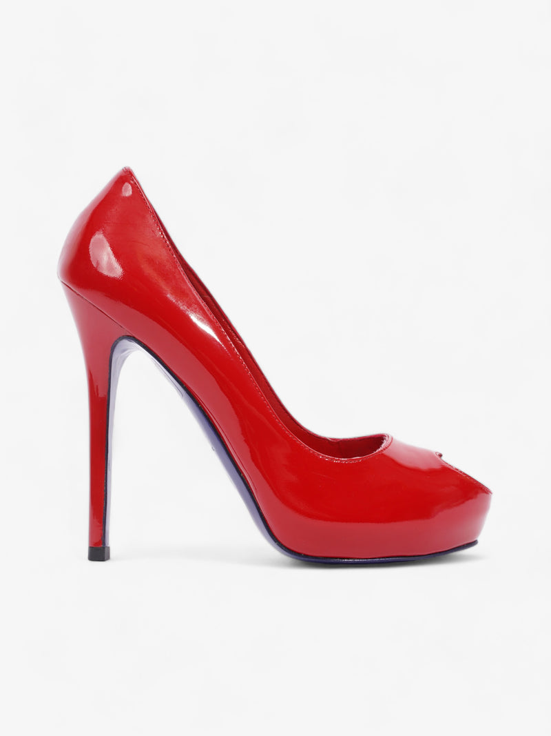  Alexander McQueen Peep Toe Heel 120 Red Patent Leather EU 36 UK 3