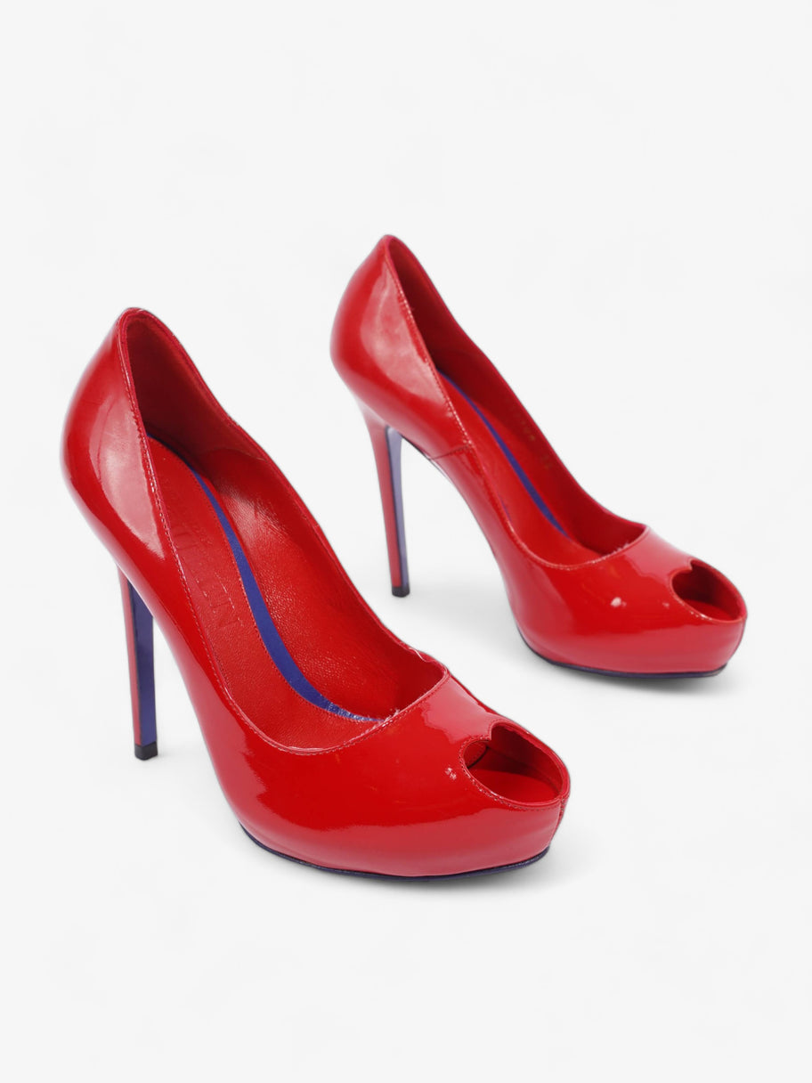 Alexander McQueen Peep Toe Heel 120 Red Patent Leather EU 36 UK 3 Image 3