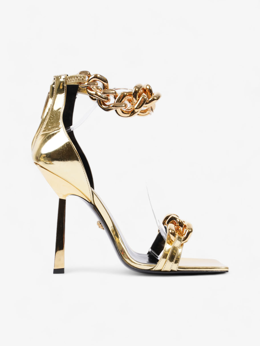 Versace Medusa Chain Heels 110 Gold Patent Leather EU 41 UK 8 Image 4