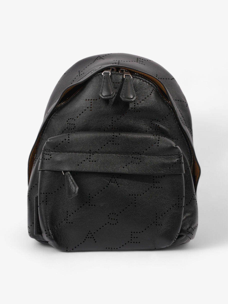 Stella McCartney Logo Embossed Backpack Black Vegan Leather Mini Image 1