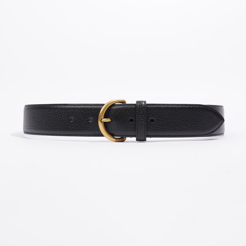  Buckle Belt Black / Gold Buckle Leather 90cm 36