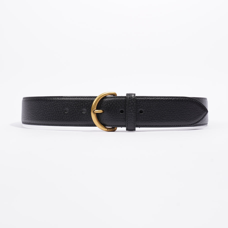 Buckle Belt Black / Gold Buckle Leather 90cm 36