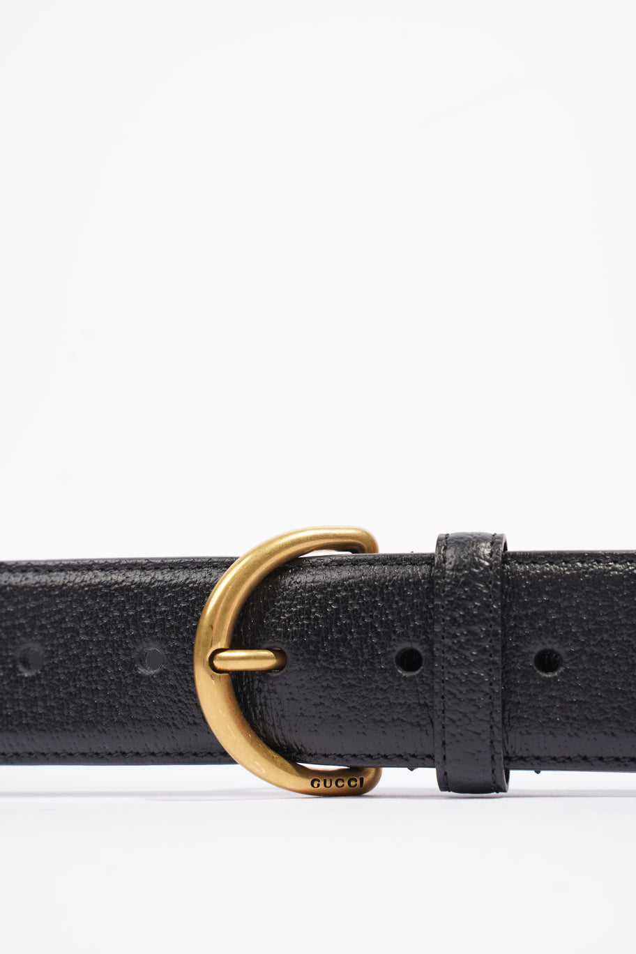 Buckle Belt Black / Gold Buckle Leather 90cm 36