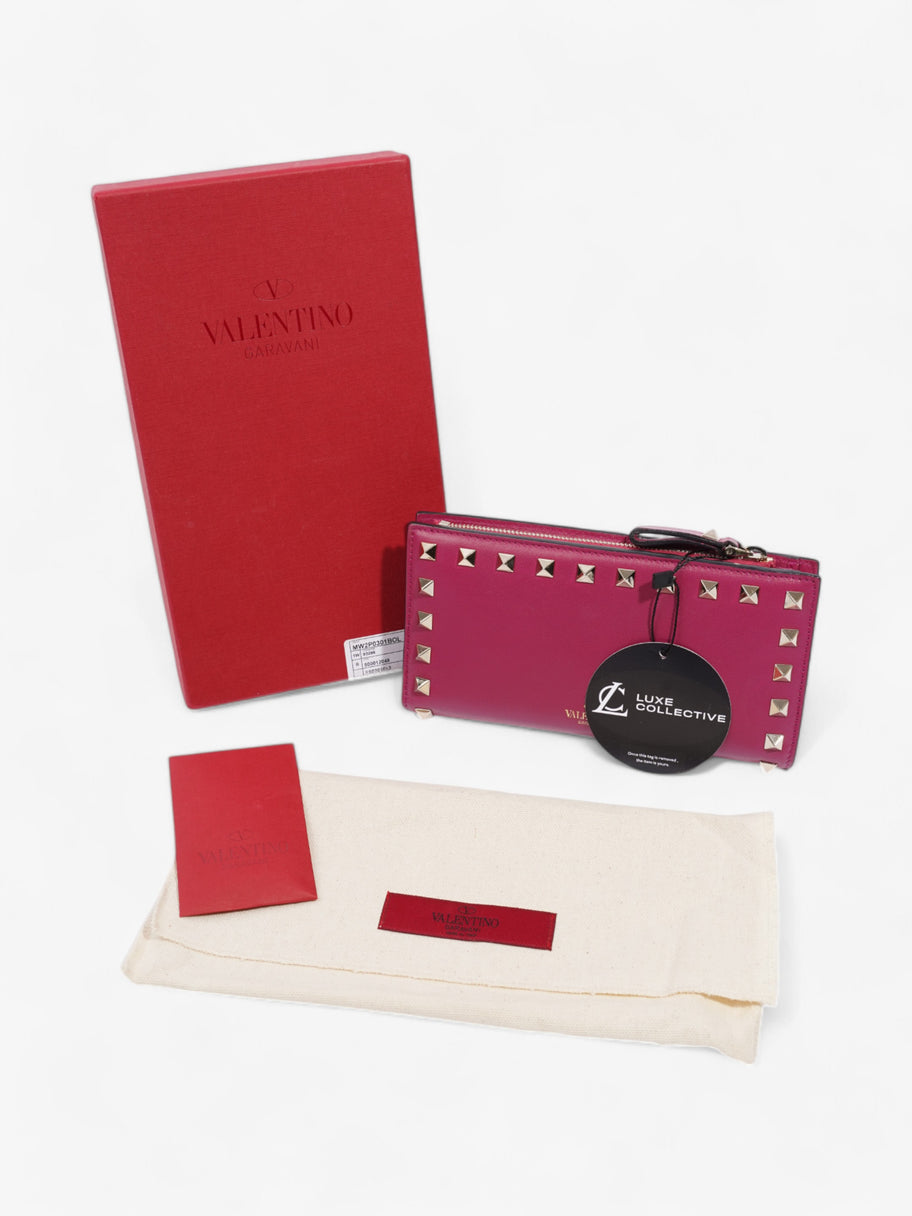 Valentino Flap Continental Wallet Fuschia Pink / Light Gold Leather Image 10