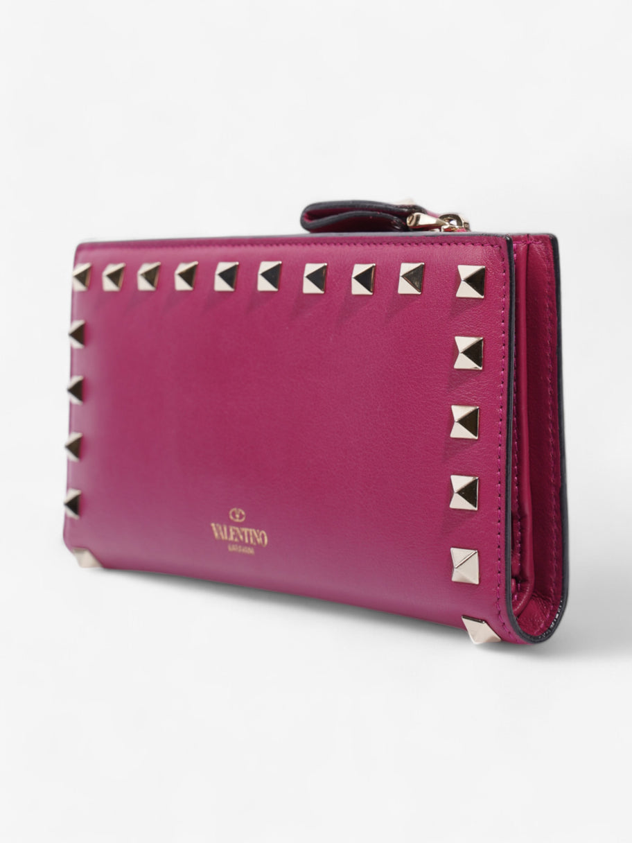 Valentino Flap Continental Wallet Fuschia Pink / Light Gold Leather Image 3