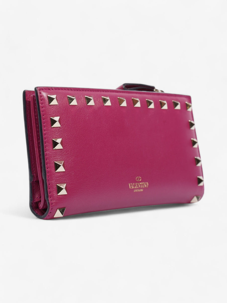 Valentino Flap Continental Wallet Fuschia Pink / Light Gold Leather Image 4