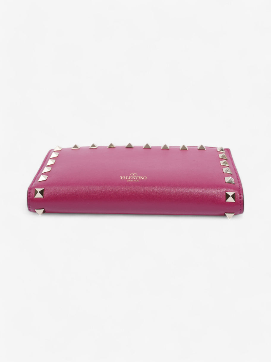 Valentino Flap Continental Wallet Fuschia Pink / Light Gold Leather Image 5