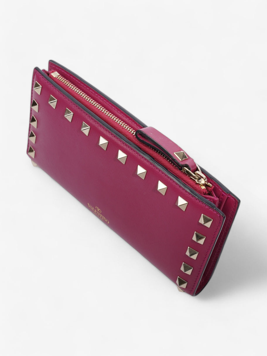 Valentino Flap Continental Wallet Fuschia Pink / Light Gold Leather Image 6