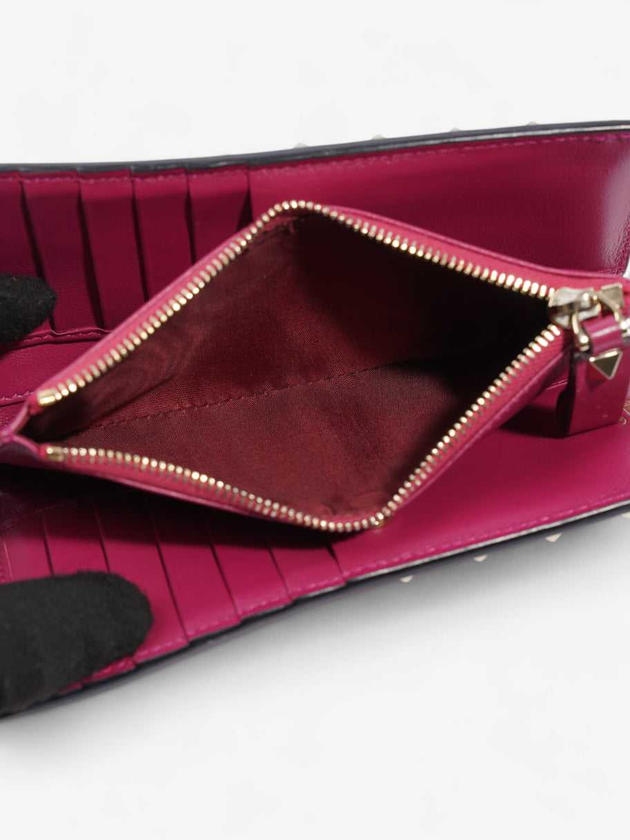 Valentino Flap Continental Wallet Fuschia Pink / Light Gold Leather Image 9