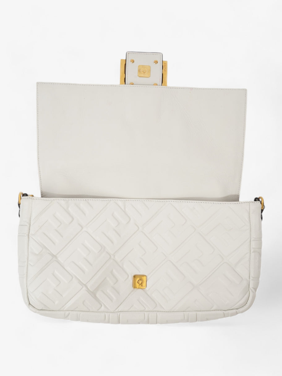 Fendi Baguette White Embossed Leather Image 8