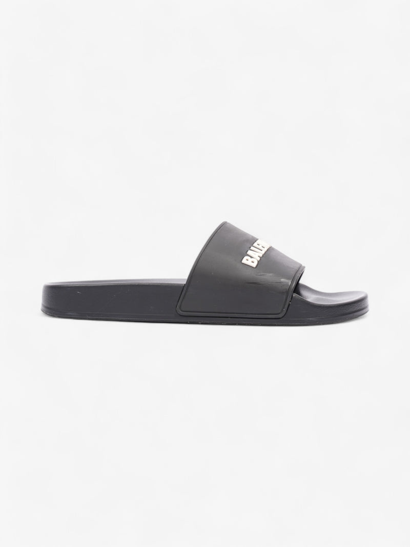  Balenciaga Logo Pool Slide Black / White Rubber EU 41 UK 8