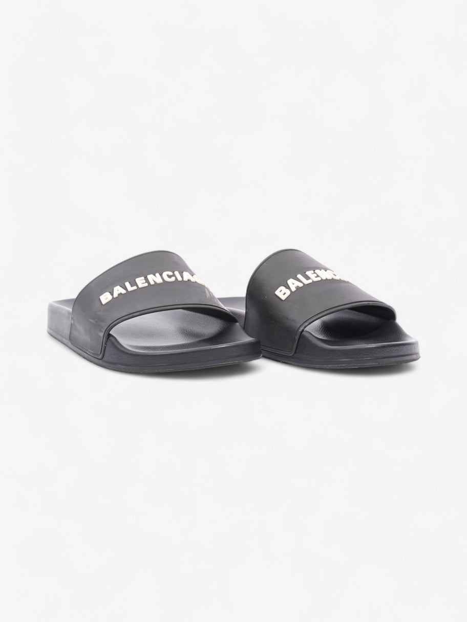 Balenciaga Logo Pool Slide Black / White Rubber EU 41 UK 8 Image 2