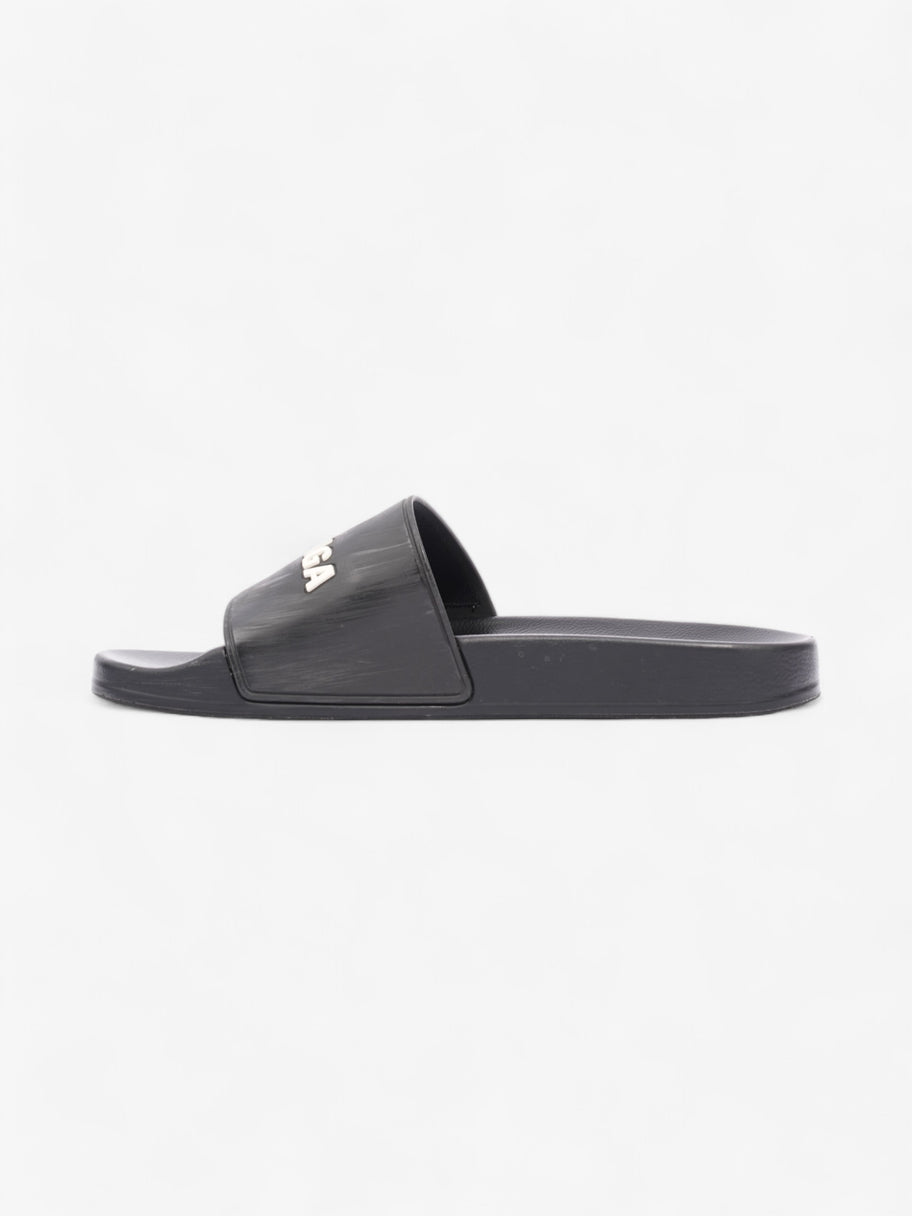 Balenciaga Logo Pool Slide Black / White Rubber EU 41 UK 8 Image 3