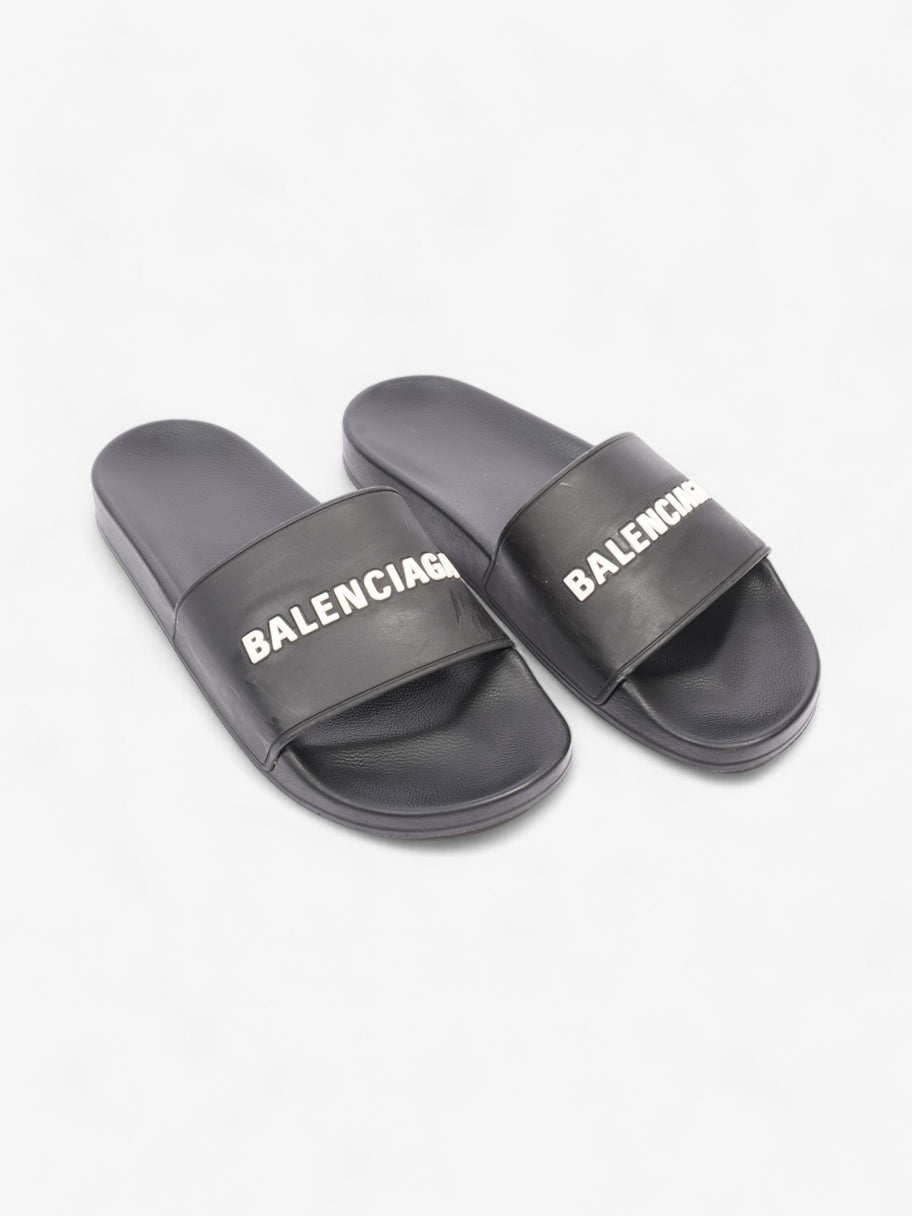 Balenciaga Logo Pool Slide Black / White Rubber EU 41 UK 8 Image 8