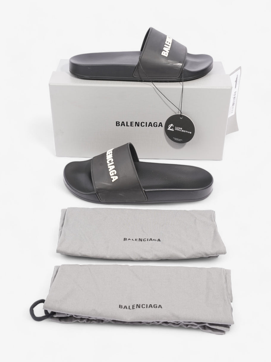 Balenciaga Logo Pool Slide Black / White Rubber EU 41 UK 8 Image 9