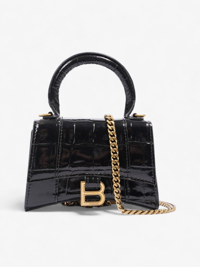  Balenciaga Hourglass Black Embossed Leather Mini