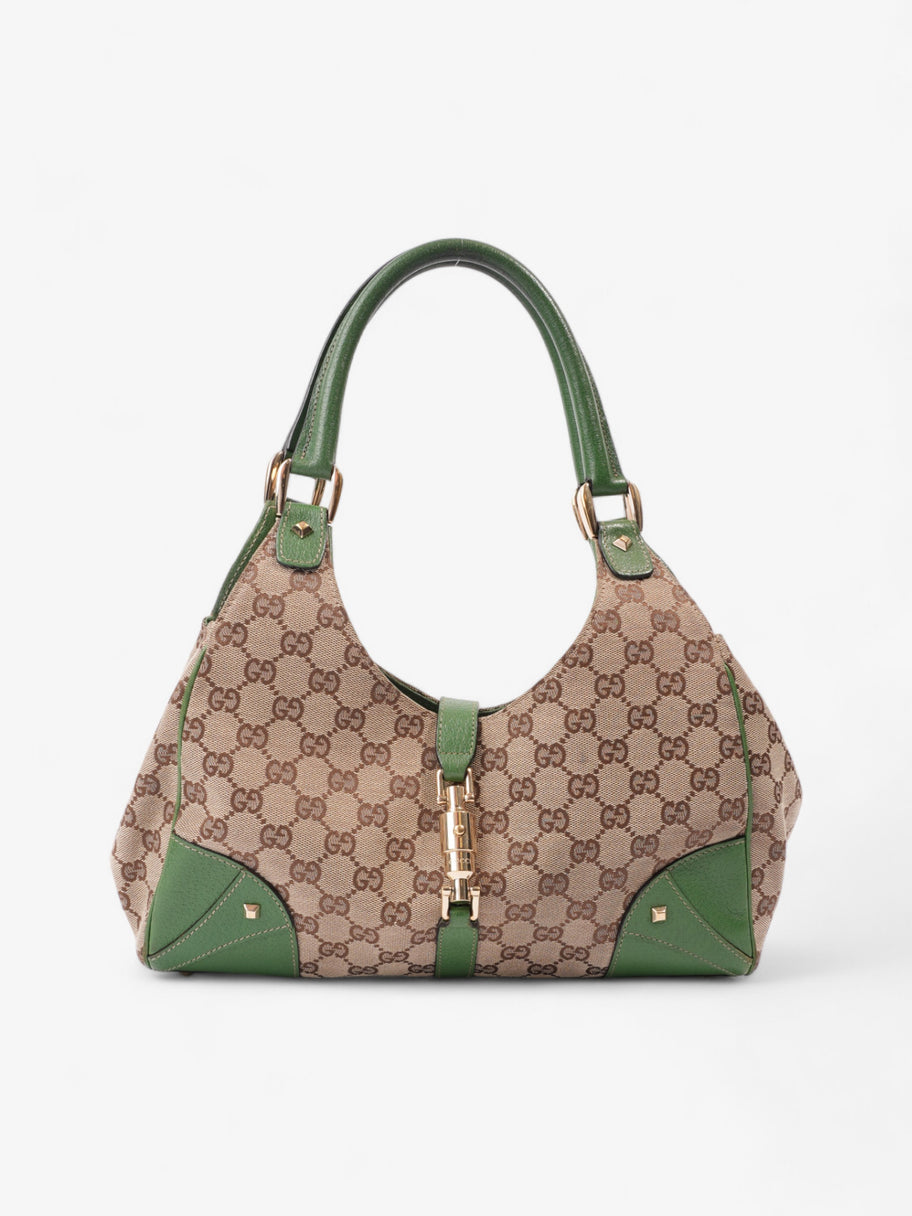 Gucci Jackie Beige And Ebony GG Supreme / Green Canvas Image 1