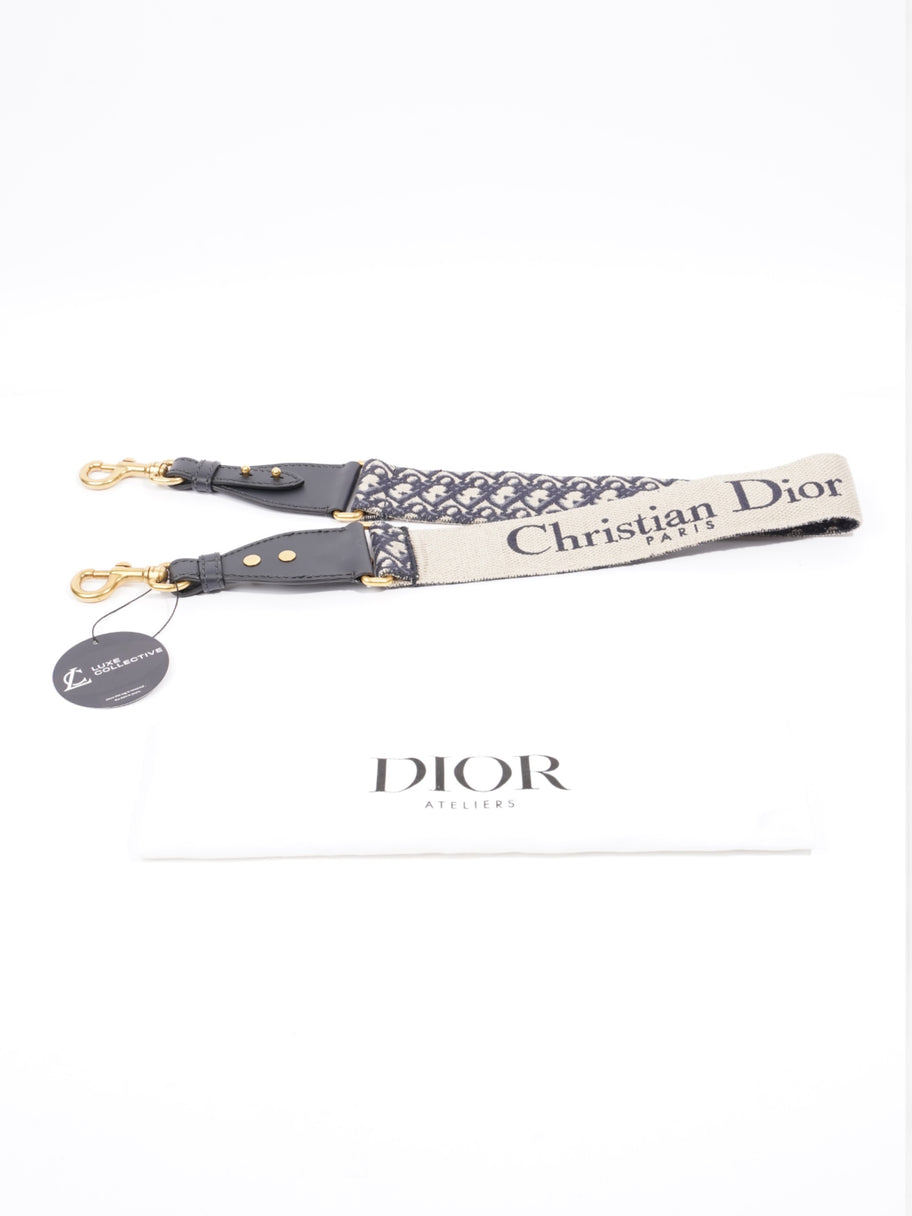 Christian Dior Adjustable Shoulder Strap With Ring Blue Oblique / Gold Cotton Image 6