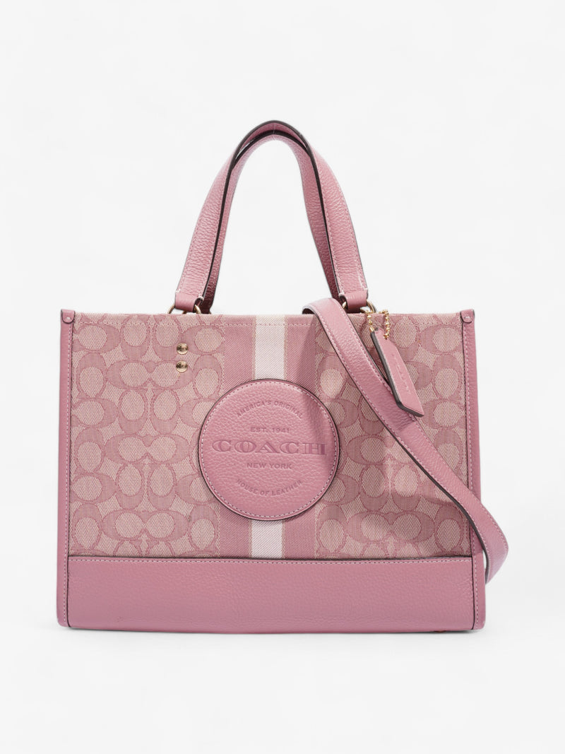  Coach Dempsey Tote Pink / Beige Cotton