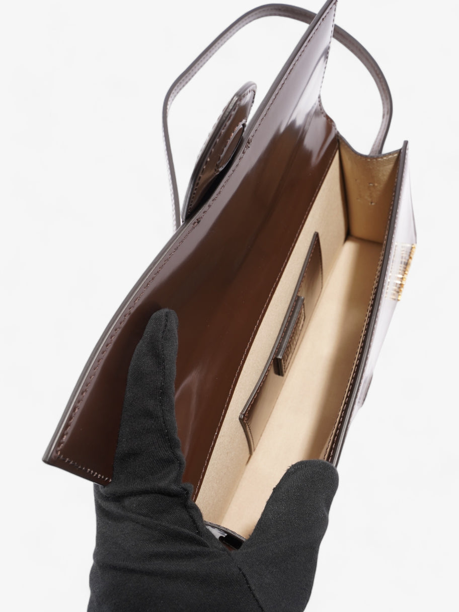 Jacquemus Le Bambino Long Midnight Brown Patent Leather Image 7