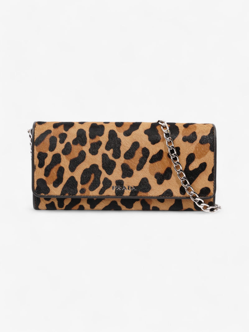  Prada Wallet On Chain Leopard Print / Dark Brown Calf Hair